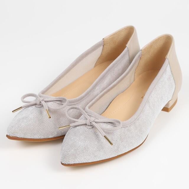 【OUTLET】BARCLAY（バークレー）ポインテッドトゥメッシュバレエシューズ　アイボリー