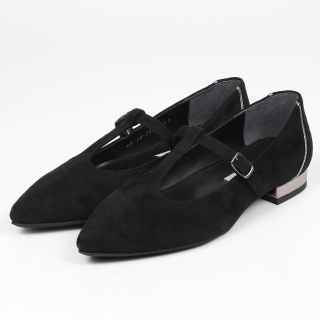 【OUTLET】BARCLAY（バークレー）スエードポインテッドパンプス　ブラックスエード
