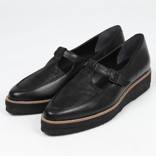 【OUTLET】BARCLAY（バークレー）Tストラップカジュアルシューズ　ブラックコンビ