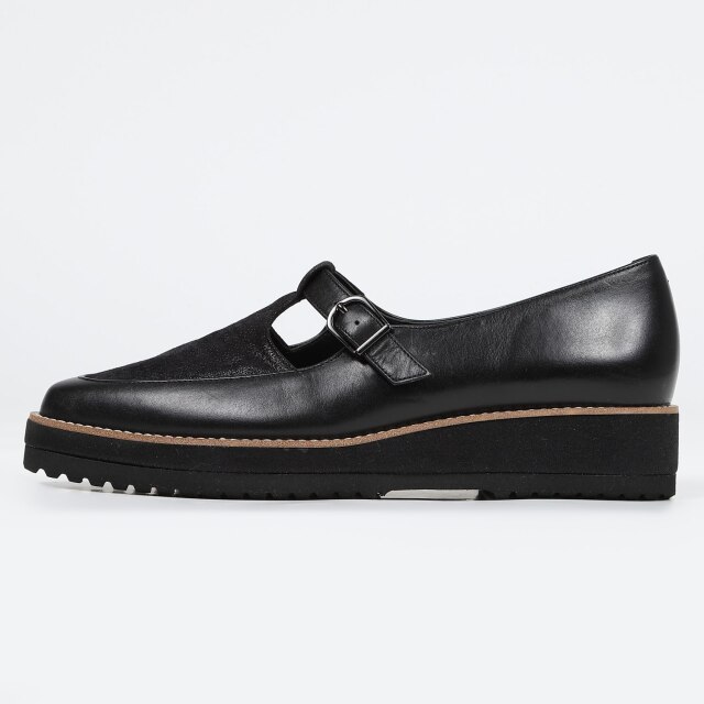 BARCLAY（バークレー）Tストラップカジュアルシューズ ブラックコンビ