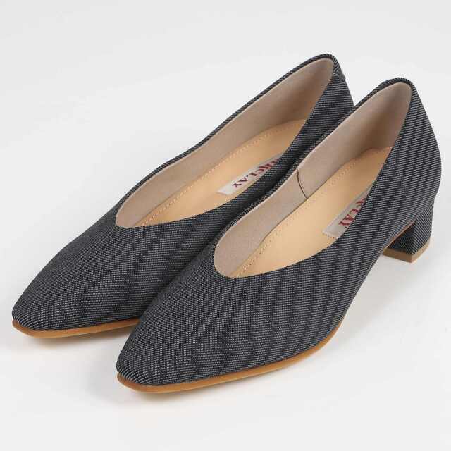 BARCLAY（バークレー）3.5cmヒールパンプス　ブルーファブリック