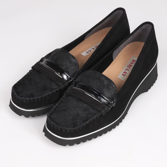 【OUTLET】BARCLAY（バークレー）EVAソールモカシンパンプス　ブラックヌバック