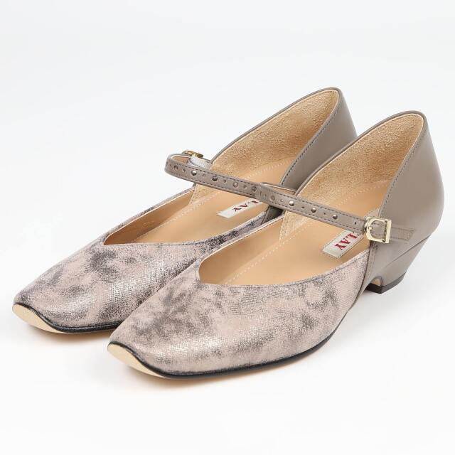 【OUTLET】BARCLAY（バークレー）マイラーストラップパンプス　ベージュコンビ