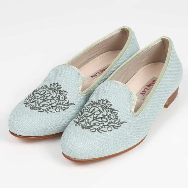 【OUTLET】BARCLAY（バークレー）刺繍モチーフオペラシューズ　ミント