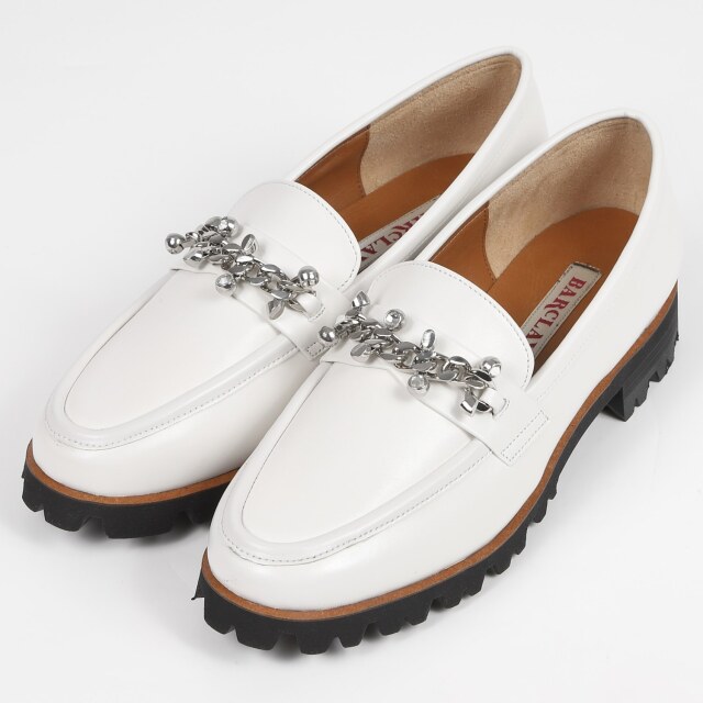 【OUTLET】BARCLAY（バークレー）ビジューデザイン厚底ローファー　アイボリー