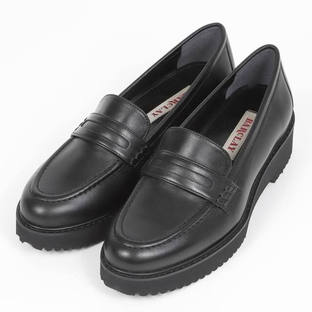 【OUTLET】BARCLAY（バークレー）シンプル厚底ローファー　ブラック