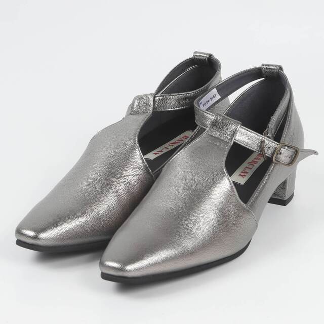 BARCLAY（バークレー）3.5cmヒールTストラップパンプス　ダークシルバー