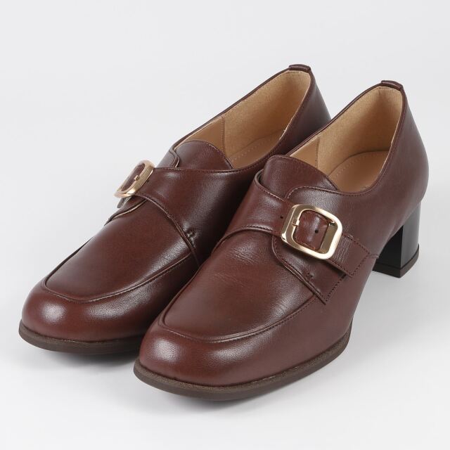 BARCLAY（バークレー）4.5cmヒールアップモンクシューズ　ダークブラウン