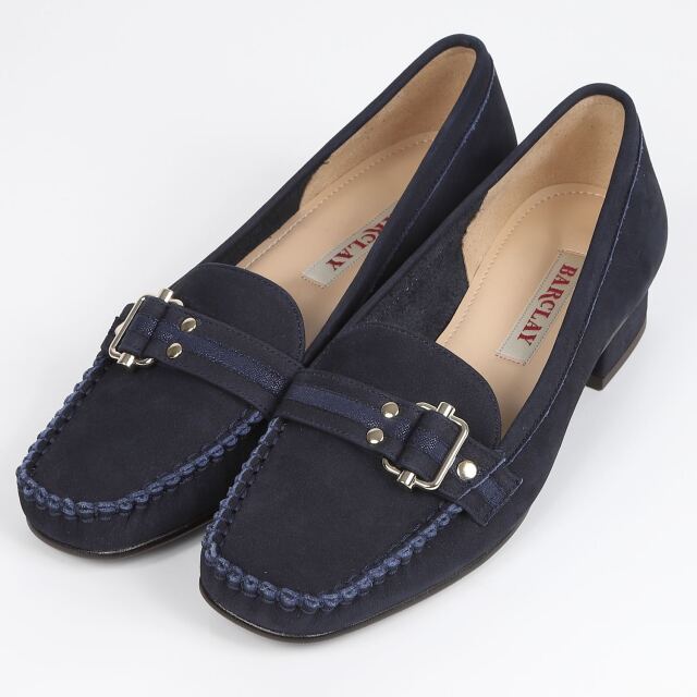BARCLAY（バークレー）定番モカシンパンプス　ネイビーヌバック