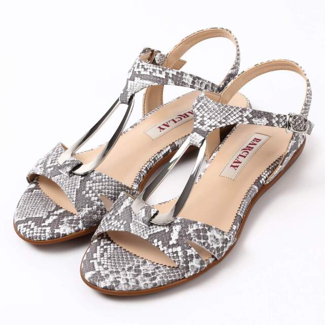 【OUTLET】BARCLAY（バークレー）フラットサンダル　グレーヘビ