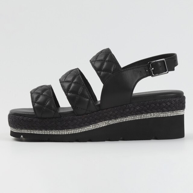 BARCLAY（バークレー）ビジューライン厚底キルティングサンダル