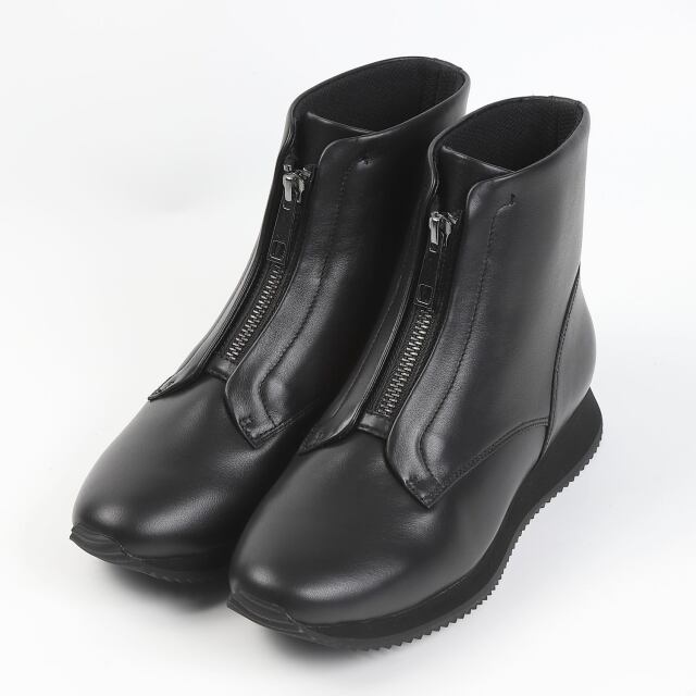 BARCLAY（バークレー）センターファスナーデザインハイカットスニーカー　ブラック