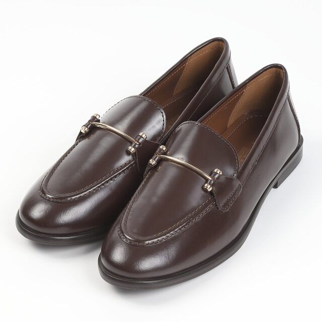 BARCLAY（バークレー）ガラスレザースキニービットローファー　チョコ