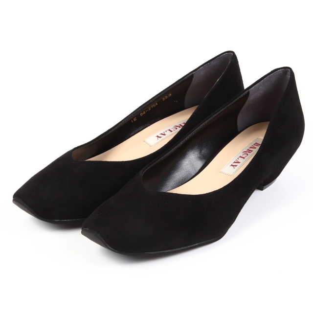 【OUTLET】BARCLAY（バークレー）ローヒールパンプス　ブラックスエード