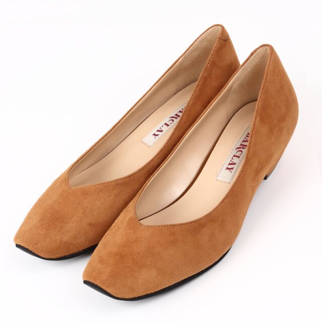 【OUTLET】BARCLAY（バークレー）ローヒールパンプス　マロンスエード
