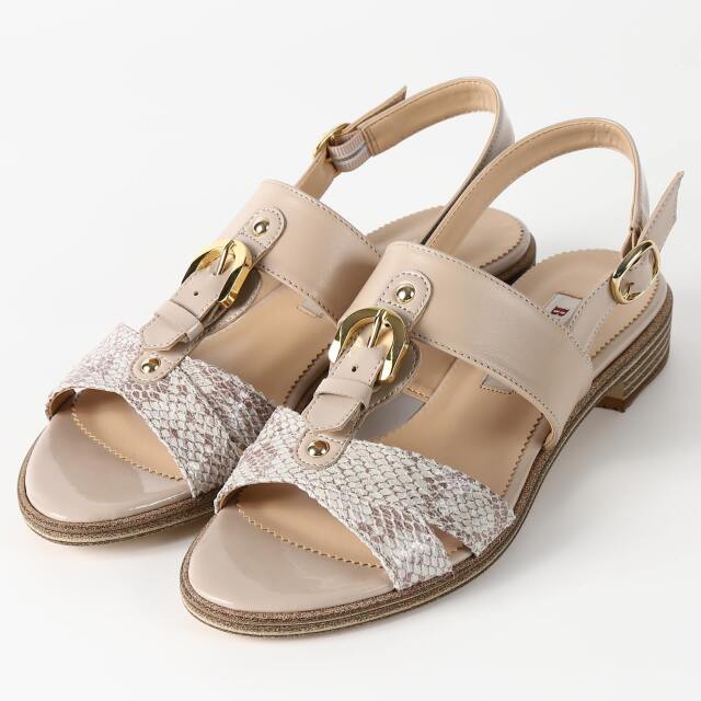 【OUTLET】BARCLAY カジュアルサンダル　ピンクベージュヘビ