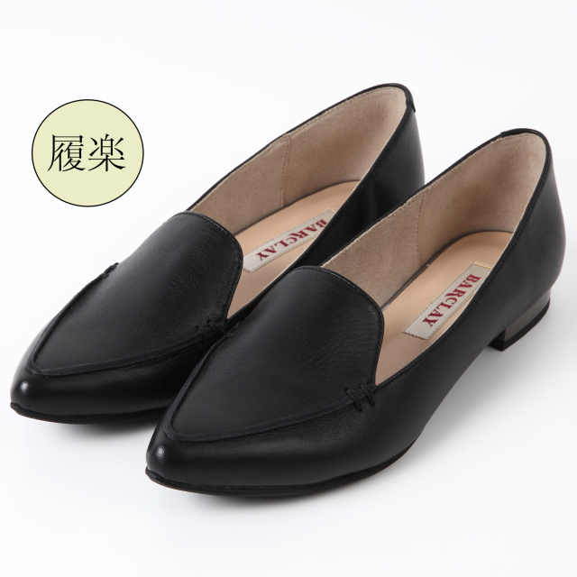 Barclay バークレー ゴールドヒールフラットシューズ ブラック