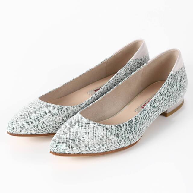 【OUTLET】BARCLAY（バークレー）プレーンフラットシューズ グリーンメタリック
