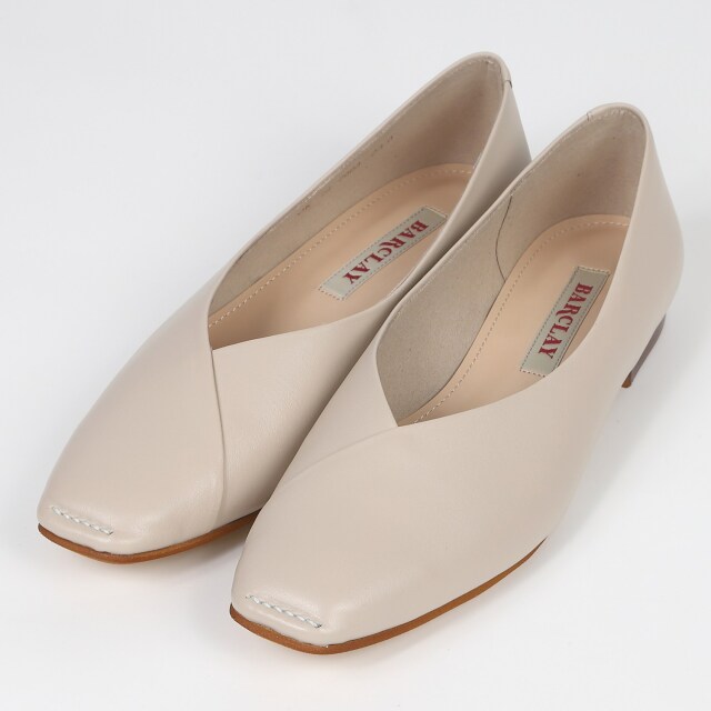 BARCLAY（バークレー）アウトステッチＶカットシューズ　ベージュ