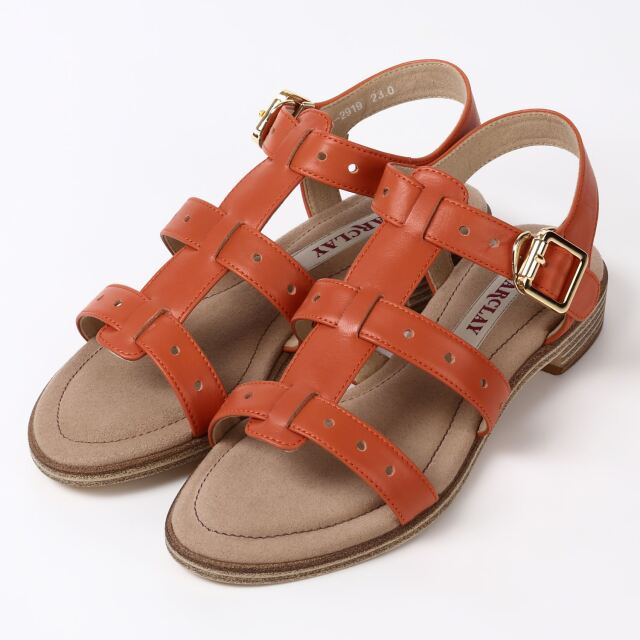【OUTLET】BARCLAY（バークレー） 深めデザインサンダル　オレンジ