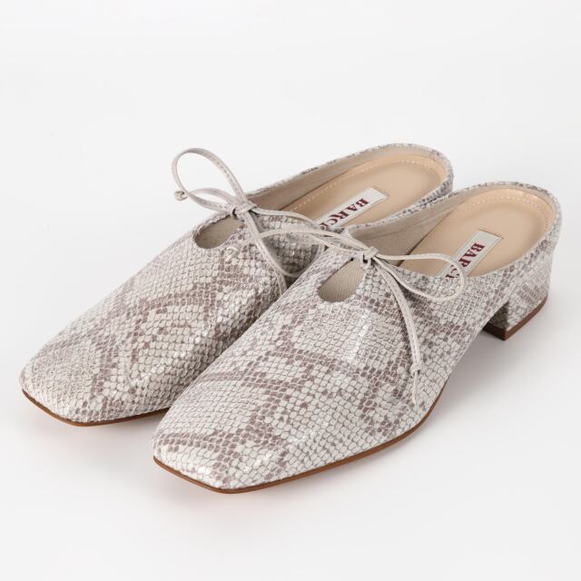 【OUTLET】BARCLAY（バークレー） ソフトレザーミュール グレーヘビ