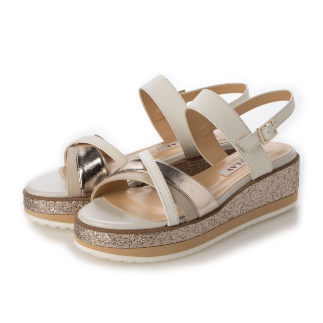 【OUTLET】BARCLAY（バークレー）グリッターソールサンダル　アイボリー