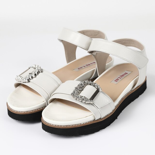 【OUTLET】BARCLAY（バークレー）ビジューサンダル　アイボリー
