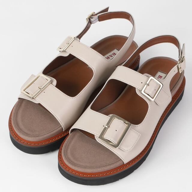 【OUTLET】BARCLAY（バークレー）ダブルベルトサンダル　アイボリー