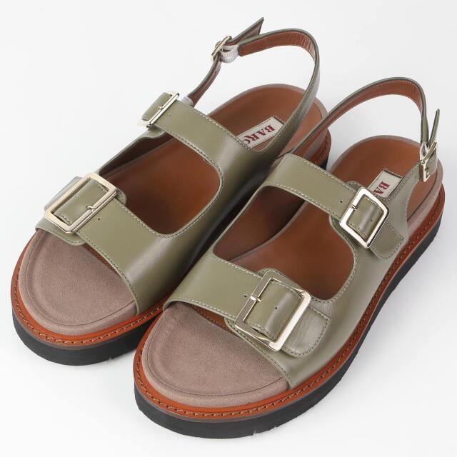 【OUTLET】BARCLAY（バークレー）ダブルベルトサンダル　カーキ
