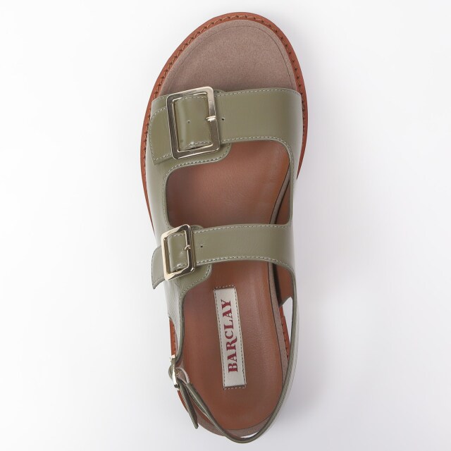 BARCLAY サンダル　カーキ　美品 バークレー OUTLET】BARCLAY（バークレー）ダブルベルトサンダル カーキ