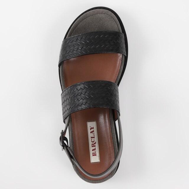 OUTLET】BARCLAY（バークレー）型押しフラットサンダル ブラック