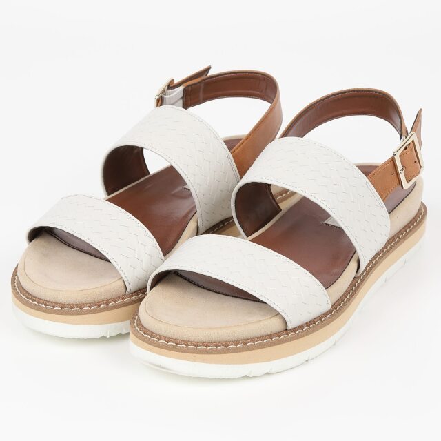 【OUTLET】BARCLAY（バークレー）型押しフラットサンダル　アイボリー
