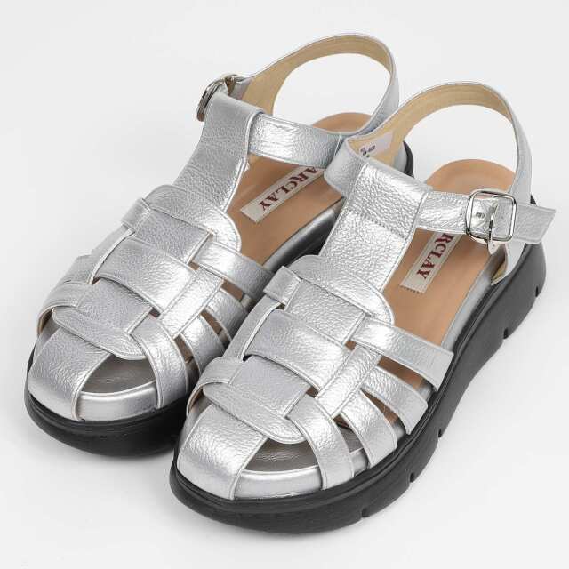 BARCLAY（バークレー）厚底グルカデザインサンダル　シルバー