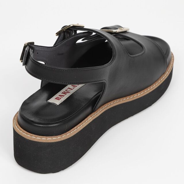 BARCLAY（バークレー）ダブルベルトバックバンドサンダル ブラック