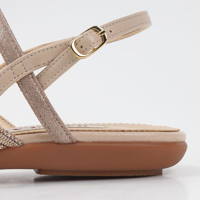 UNDERCOVER but期 フラットサンダル ベージュ BARCLAY（バークレー）ビジューラインフラットサンダル ライトベージュ