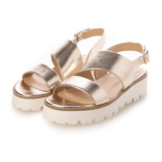 【OUTLET】PRIXD'OR（プリドール）エクストラライトソールシンプル厚底サンダル　ピンクゴールド