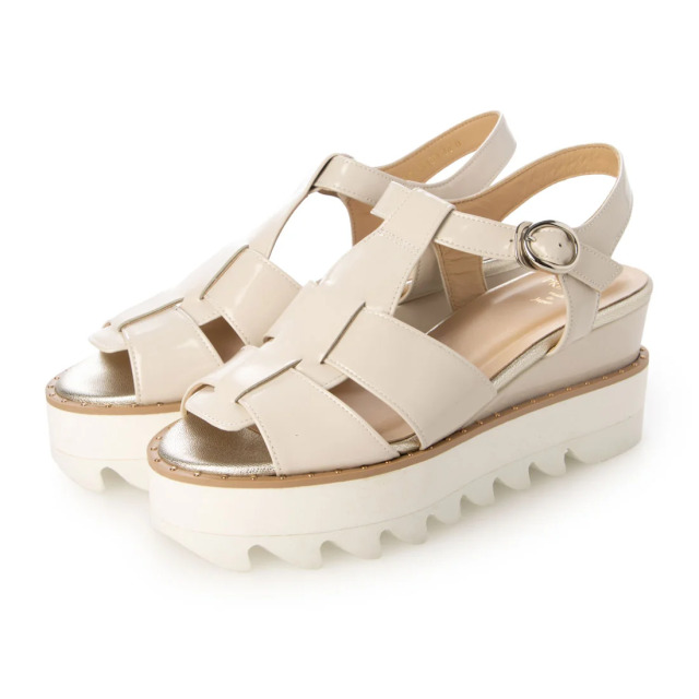 【OUTLET】PRIXD'OR（プリドール）厚底シャークソールグルカサンダル　アイボリー