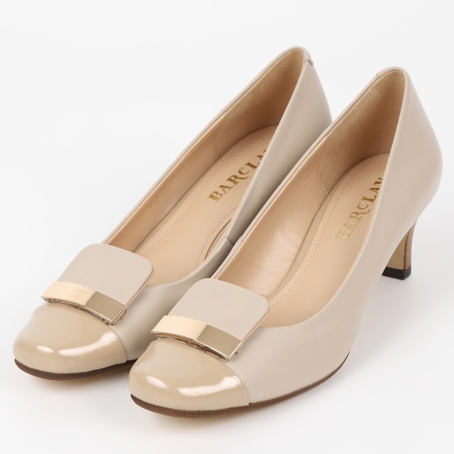 BARCLAY（バークレー）デザインパンプス　ライトベージュコンビ