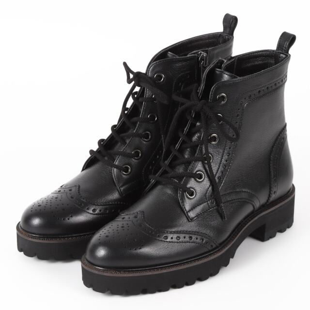 【OUTLET】BARCLAY（バークレー）ファスナー付レースアップブーツ ブラック