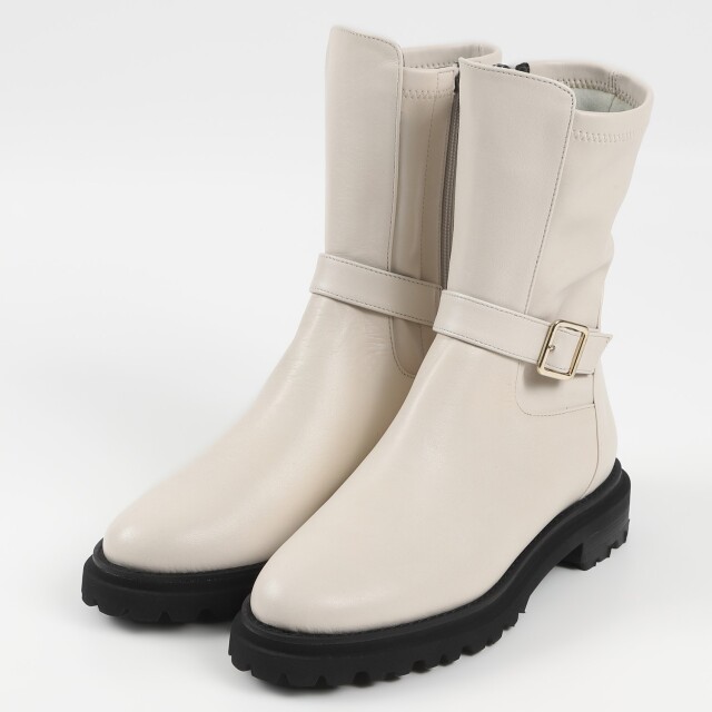 【OUTLET】BARCLAY（バークレー）ストレッチショートブーツ アイボリー