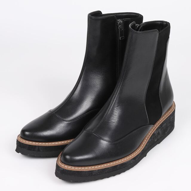 【OUTLET】BARCLAY（バークレー）厚底ショートブーツ　ブラックコンビ