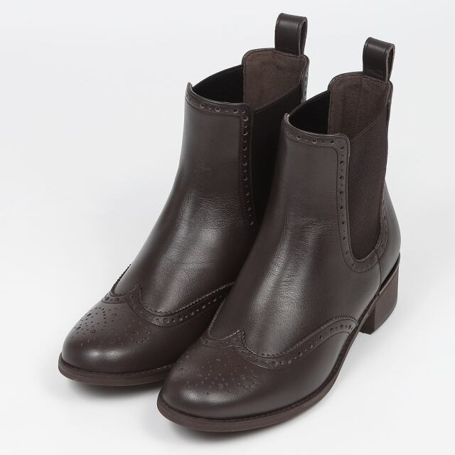 【SALE】BARCLAY（バークレー）ウイングチップサイドゴアブーツ　チョコ