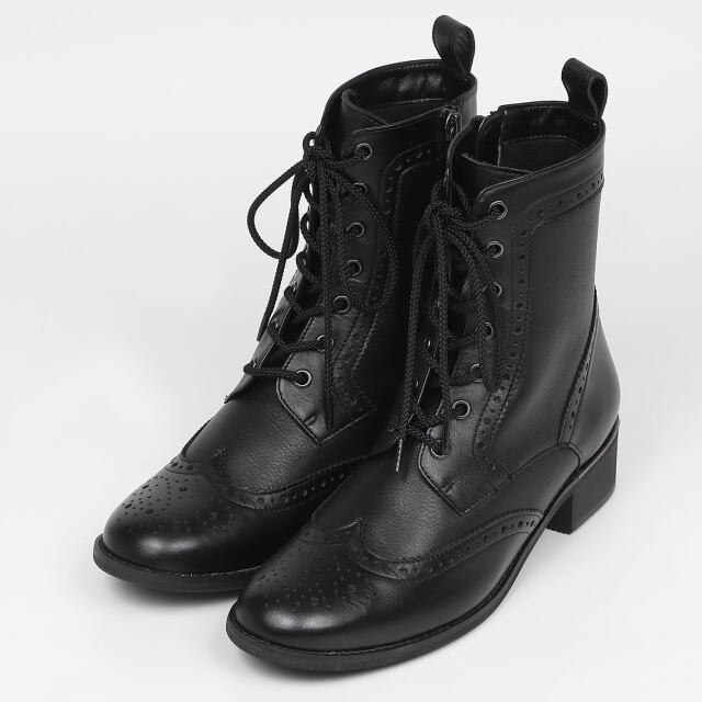 【SALE】BARCLAY（バークレー）ウイングチップレースアップブーツ　ブラック