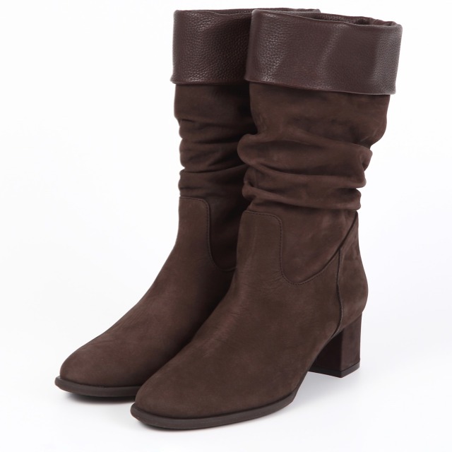 【OUTLET】BARCLAY（バークレー）シワ加工ルーズブーツ　チョコヌバック