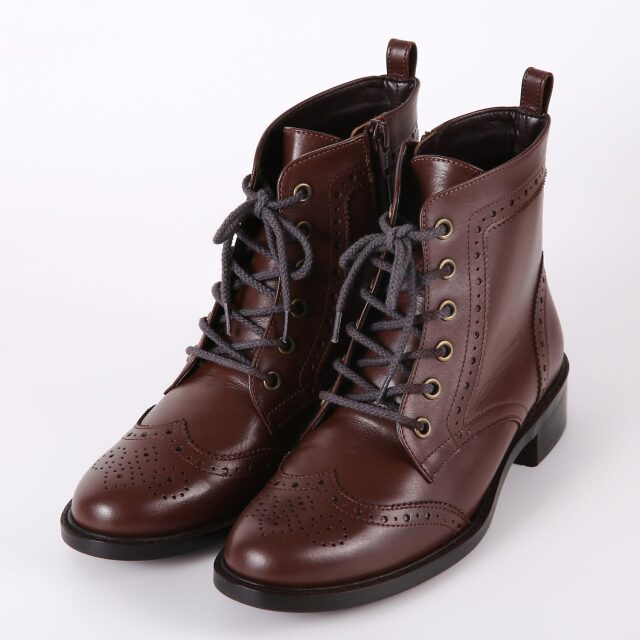 【OUTLET】BARCLAY（バークレー）ファスナー付レースアップブーツ　レッドブラウン