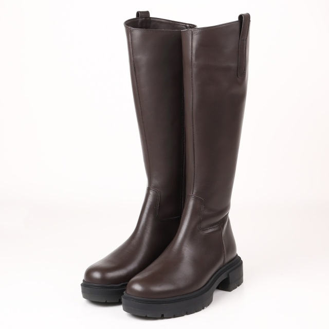 【OUTLET】BARCLAY（バークレー）厚底モールドソールロングブーツ　チョコ