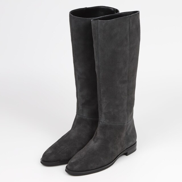 BARCLAY（バークレー）ルーズロングブーツ ダークグレーベロア