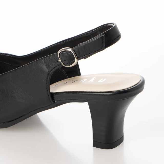 KISCO（キスコ）rirakuスリングバックパンプス ブラック｜BARCLAY