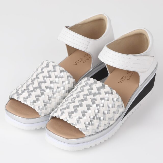 【OUTLET】VITA NOVA（ヴィタノヴァ）メッシュ編みサンダル シルバーコンビ