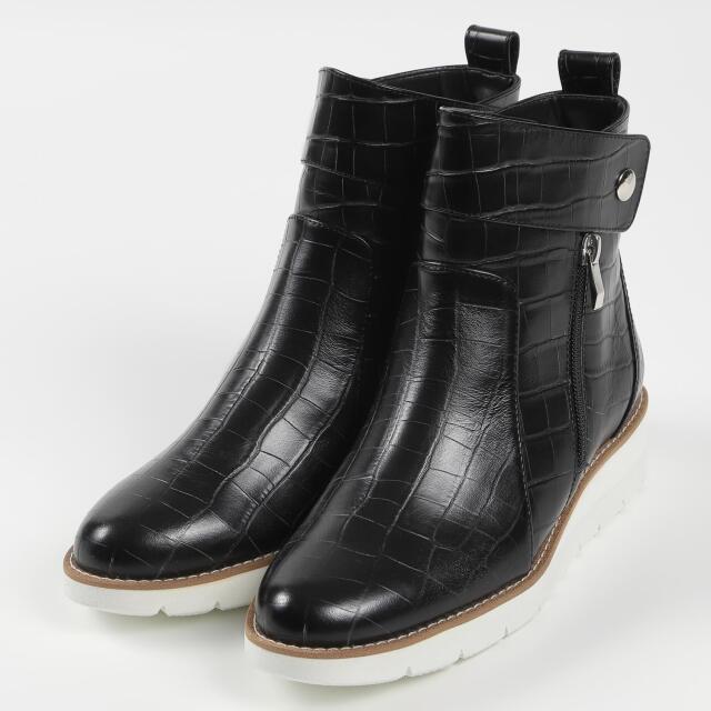 【OUTLET】VITA NOVA（ヴィタノヴァ）ライダースショートブーツ　ブラッククロコ